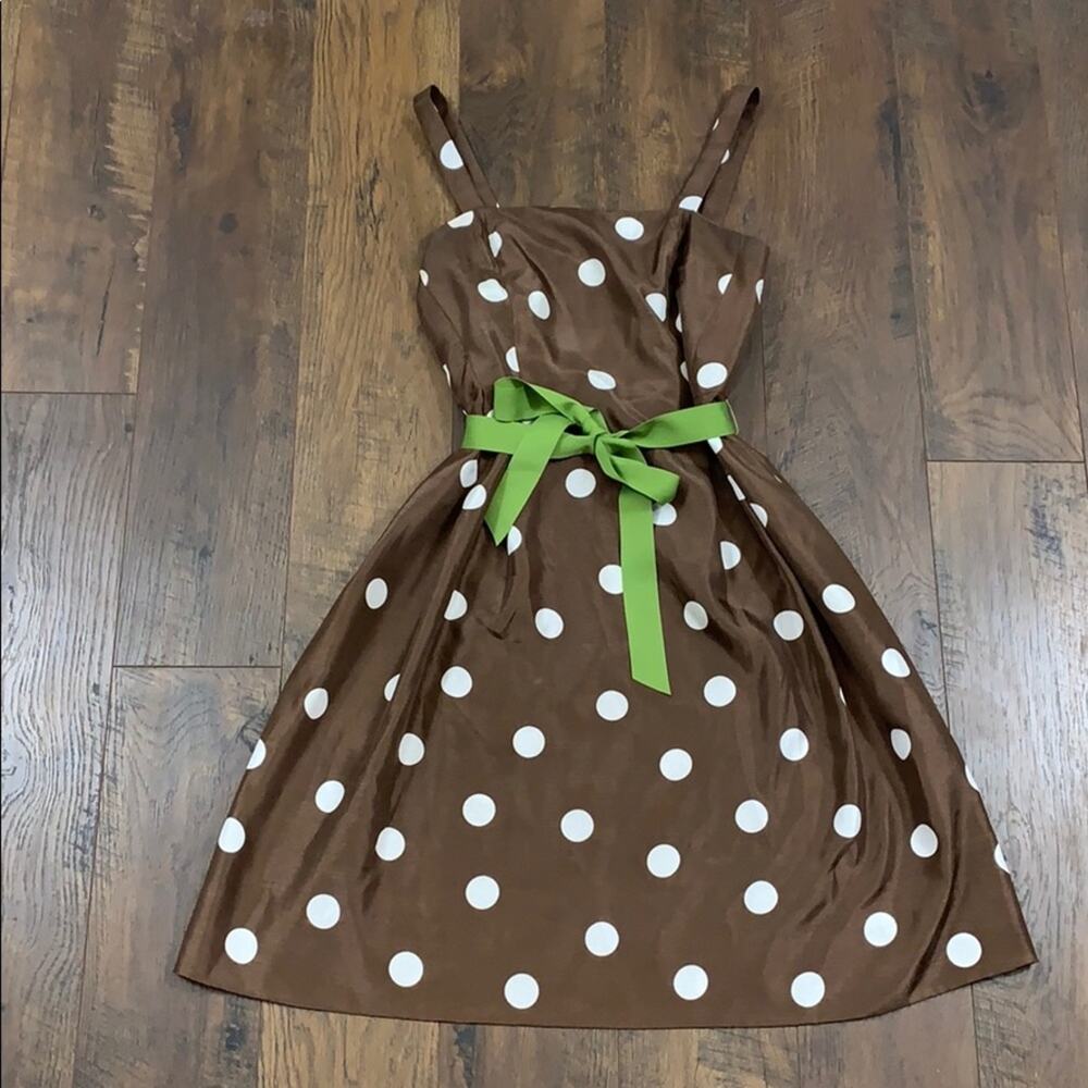 Jessica Howard Brown/White Polka Dot A-Line Dress